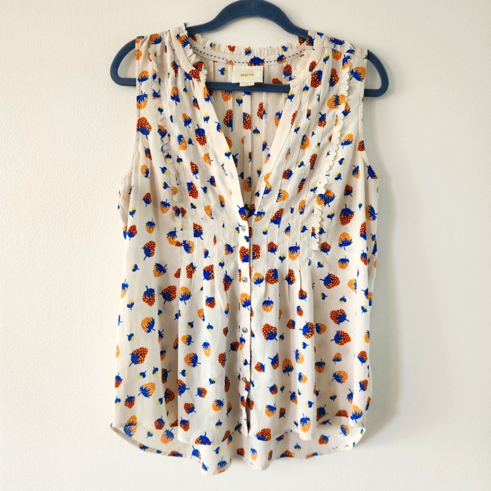 Anthropologie Maeve Strawberry Fragola Blouse